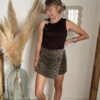 Jupe short femme léopard NAYA débardeur selva chocolat
