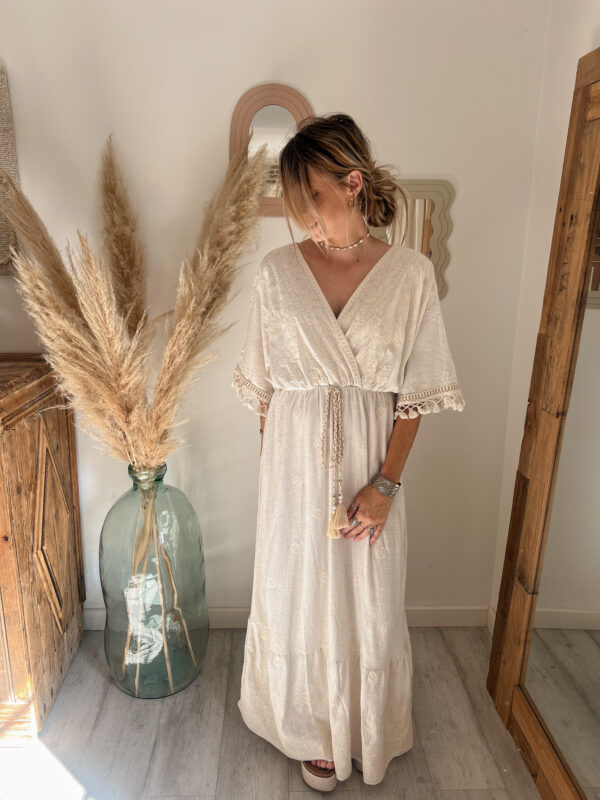 Robe longue cache coeur femme bohème ALBA vue de face