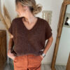 pull femme chocolat col V