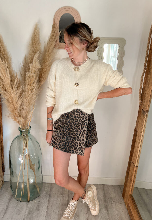 Jupe short femme léopard NAYA gilet