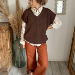 pull chocolat femme loose