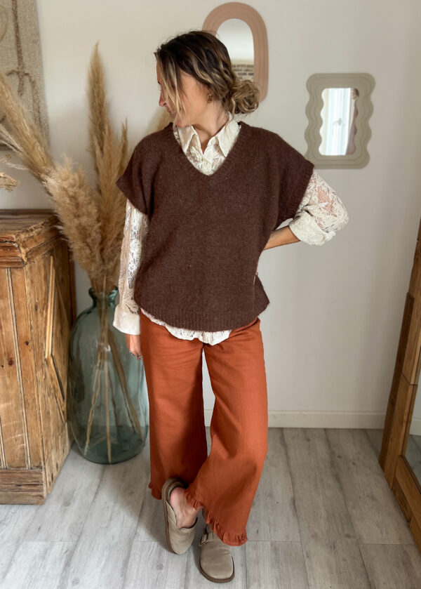 pull chocolat femme loose