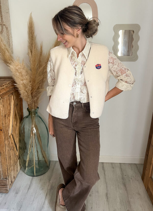 gilet sans manche crème bohème