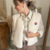 gilet sherpa dentelle fleur femme