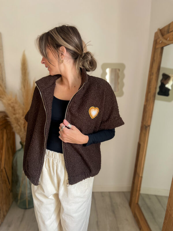 veste chocolat bouclette coeur