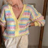 gilet maille pastel bouton coeur