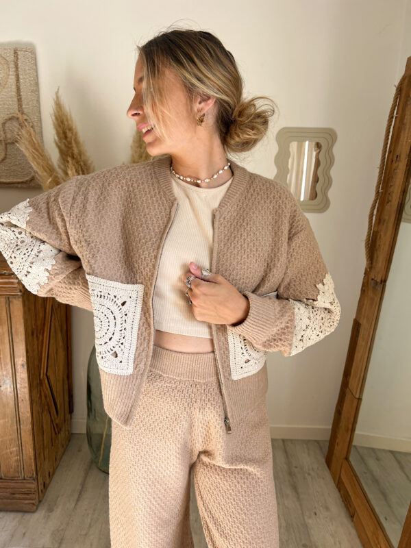 veste gilet bohème femme broderie macramé