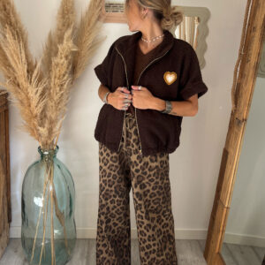 veste bouclette chocolat femme coeur