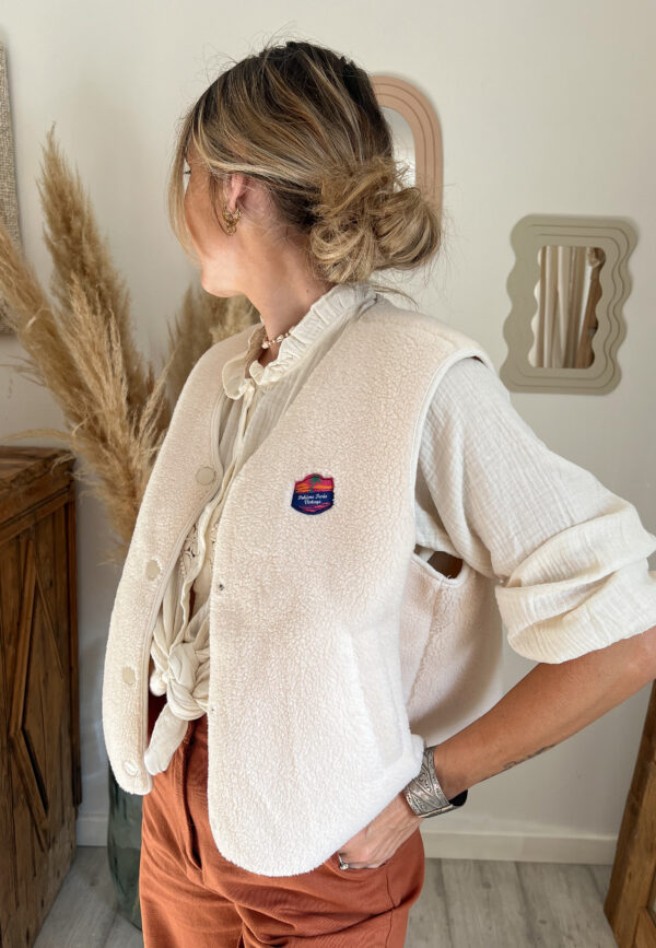 gilet sans manches femme Sherpa écru