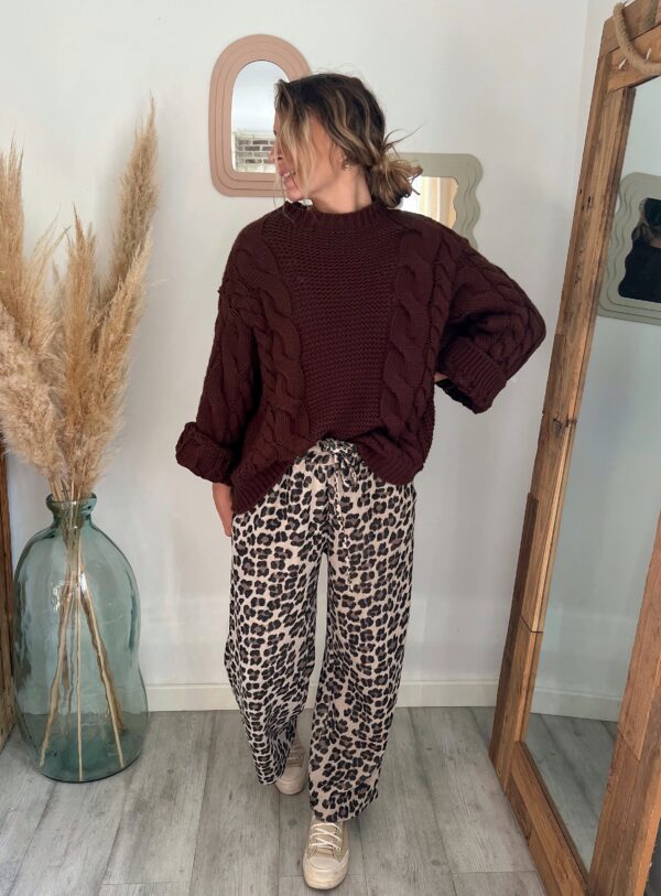 pull femme chocolat maille épaisse