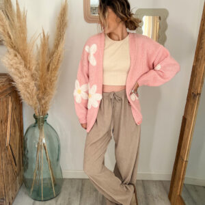 pantalon beige velours drapé femme fluide