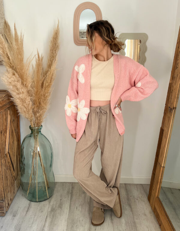 pantalon beige velours drapé femme fluide