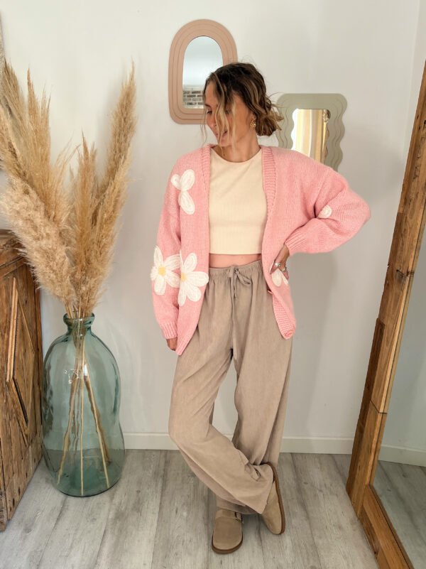 pantalon fluide large beige velours drapé doux femme