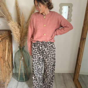 gilet rose femme boutons dores doux