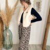 pantalon leopard velours cotele nid d'abeille