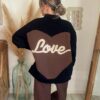 veste bomber femme noir et chocolat love