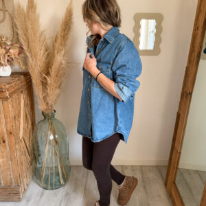 sur-chemise veste jean longue oversize