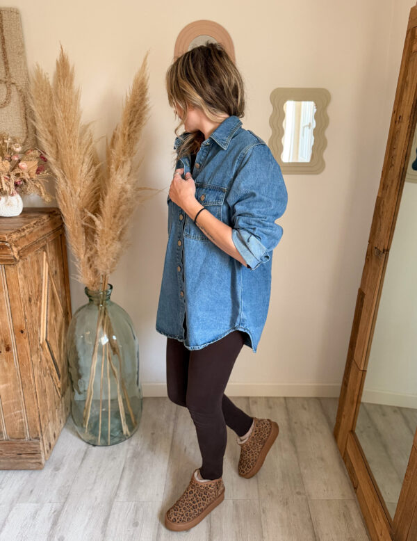sur-chemise veste jean longue oversize