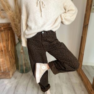 jean leopard femme loose