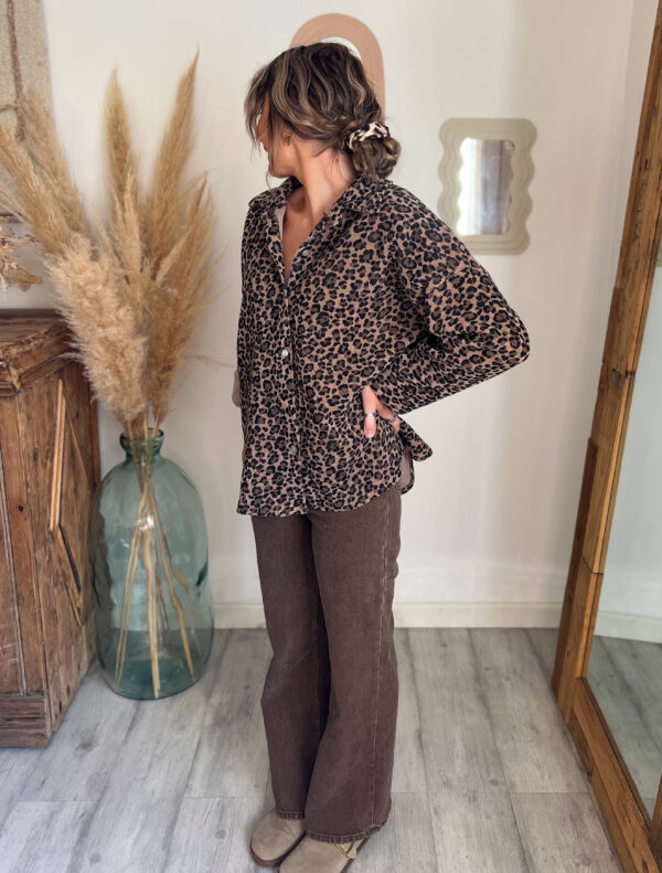 chemise leopard velours épaisse femme