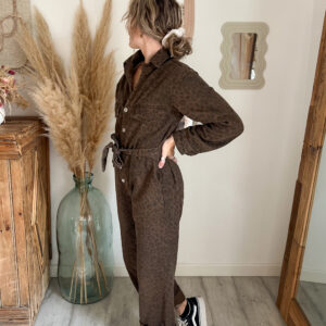 combinaison jean leopard chocolat femme