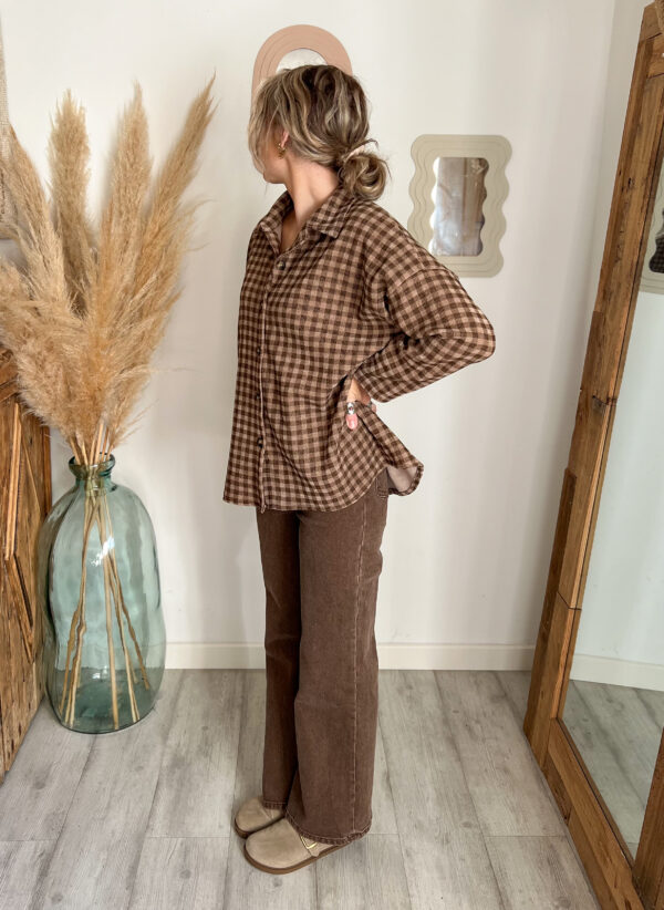 pantalon carreaux marron femme velours côtelé
