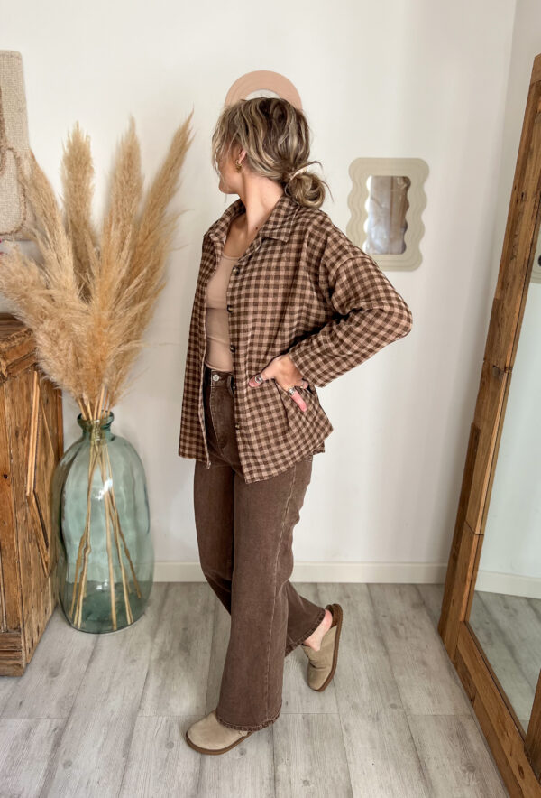 chemise carreaux marron femme velours côtelé