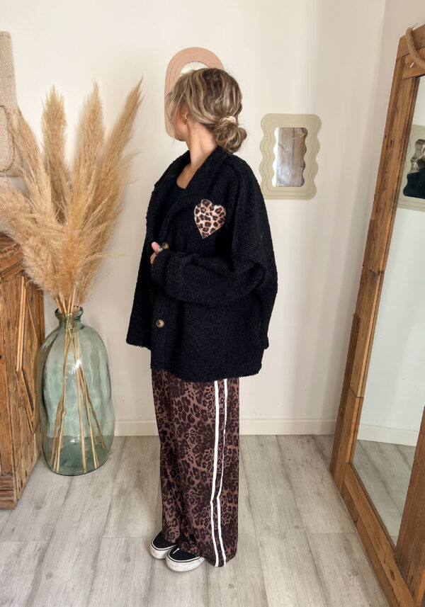 veste femme cœur léopard noire bouclette
