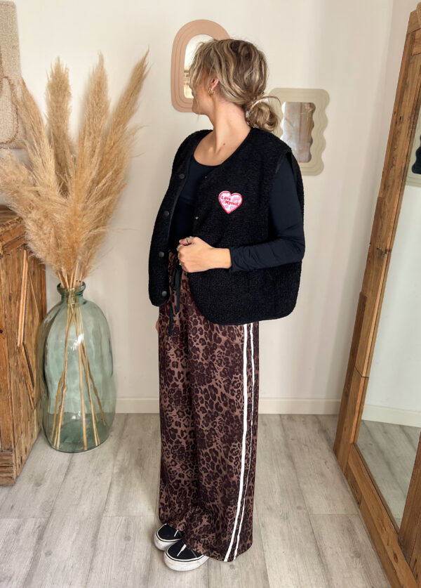 gilet sans manches noir femme bouclette oversize coeur