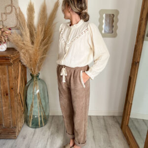 chemise gaz de coton écru fluide boheme