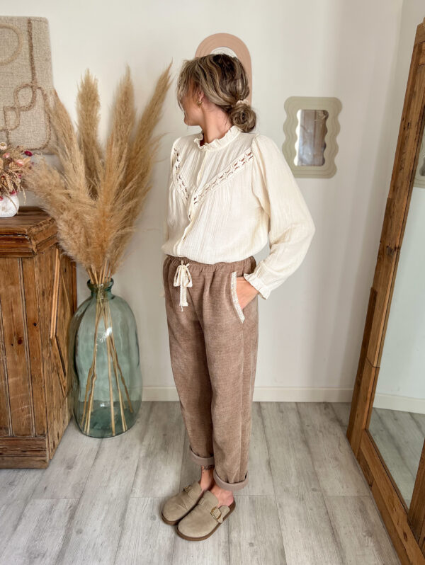 chemise gaz de coton écru fluide boheme