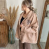 veste femme cœur léopard beige bouclette