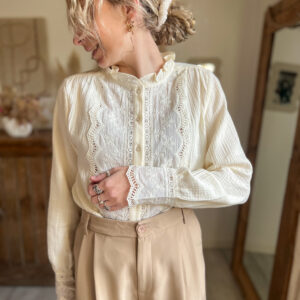 chemise dentelle femme crème gaz de coton