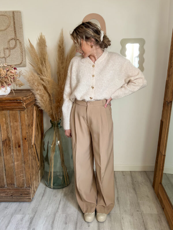 gilet maille femme cœur creme bouton