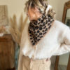 foulard maille triangle leopard beige