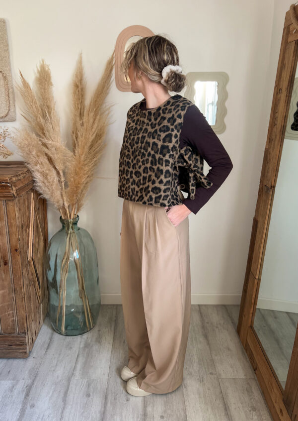 haut sans manche léopard femme a nouer