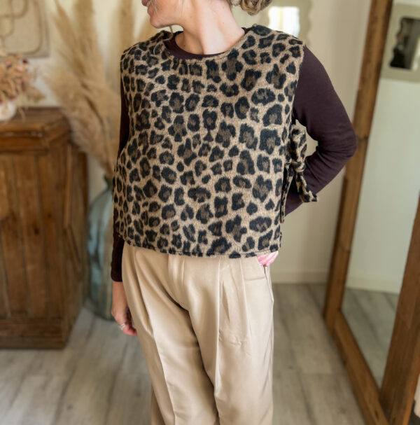 haut sans manche léopard femme a nouer