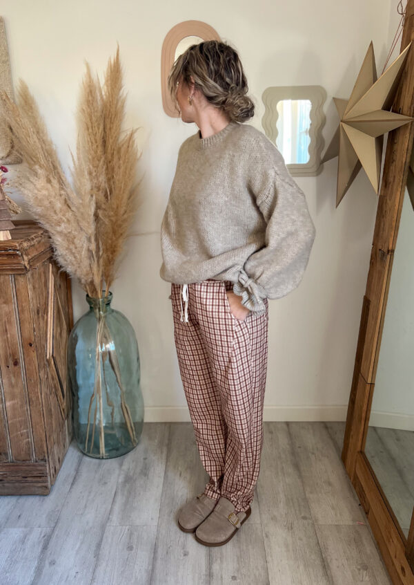 pantalon carreaux velours femme