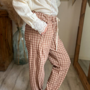 pantalon femme carreaux velours