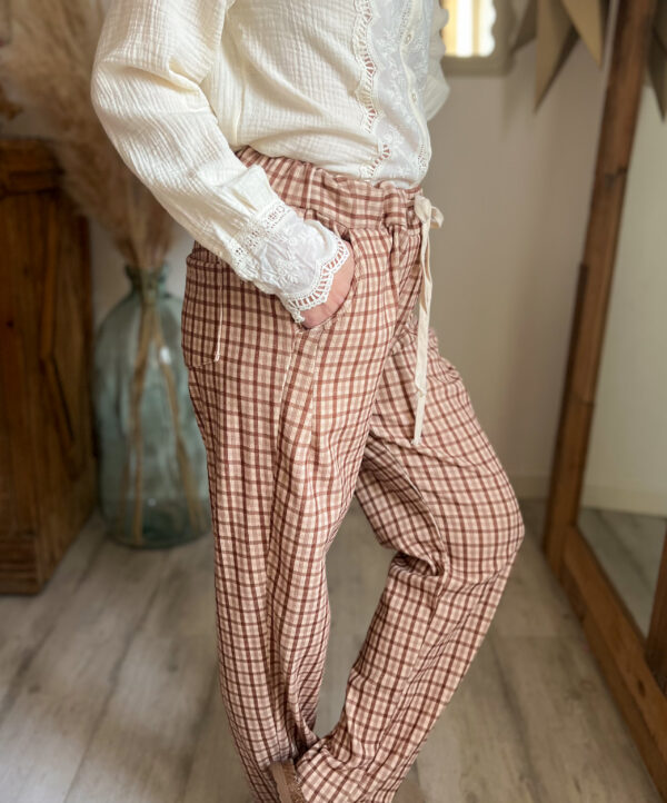 pantalon femme carreaux velours