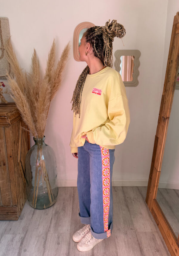 sweat-shirt femme jaune soleil oversize