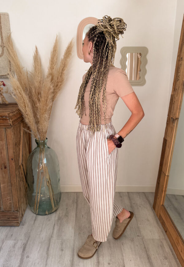 pantalon ballon rayures femme beige