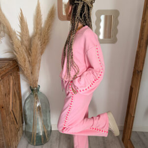 ensemble pantalon femme rose cœur