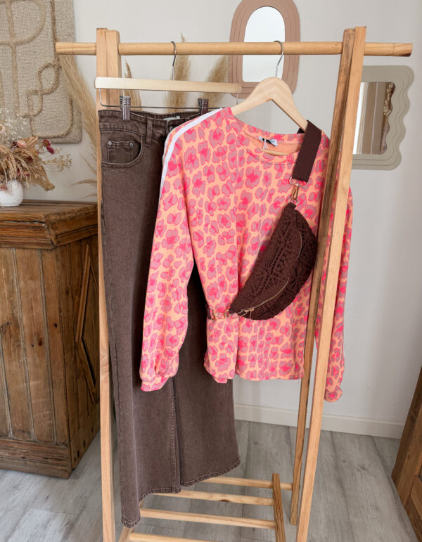 sweat femme leopard abricot