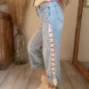 jean femme dentelle bohème stretch taille haute