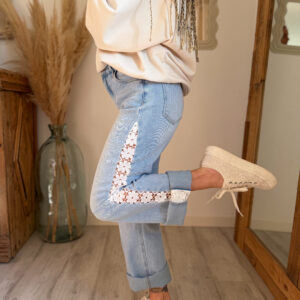 jean femme dentelle bohème stretch