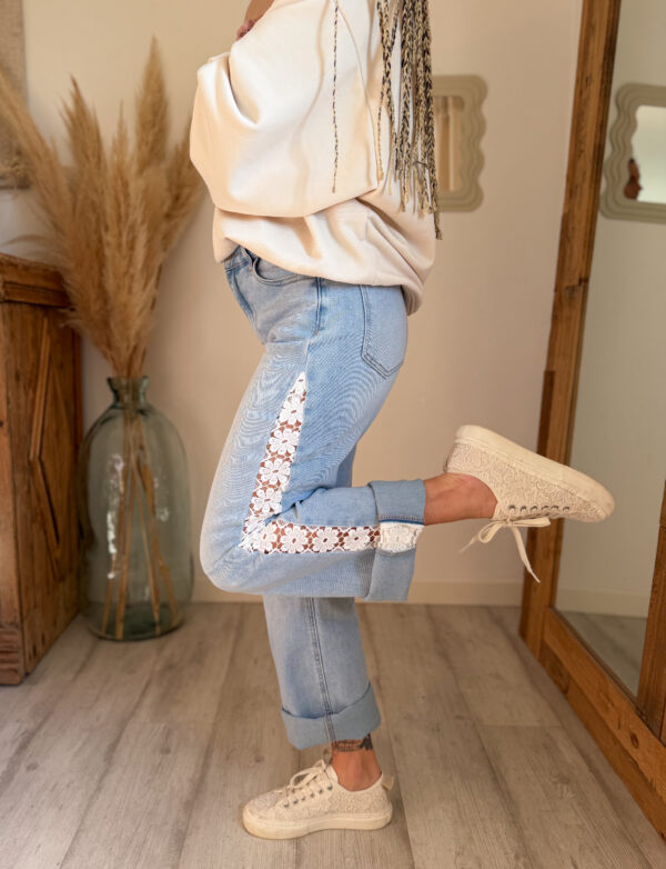 jean femme dentelle bohème stretch
