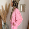 Sweat-shirt femme rose cœur oversize