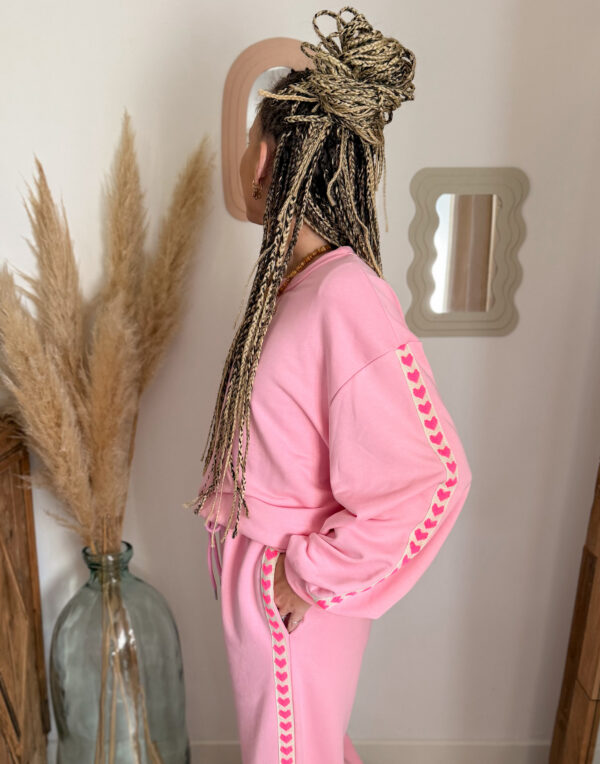 Sweat-shirt femme rose cœur oversize