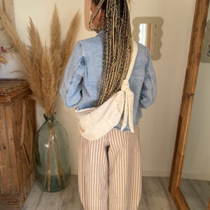 sac bandoulière broderie anglaise rose écru